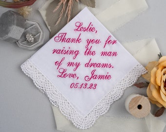 Mother of the Groom Gift - Mother of the Groom Handkerchief - Wedding Handkerchief - Mother in Law Wedding Gift  - Embroidered Handkerchief