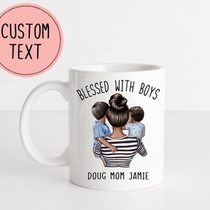 Personalized Mothers Day Gift - Mom with Boys Mug - Blessed with Boys - 2 Boys - Mom of Sons - 2 Sons - Toddler Mom