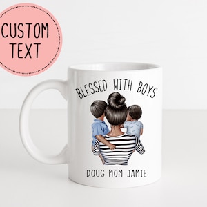 Personalized Mothers Day Gift - Mom with Boys Mug - Blessed with Boys - 2 Boys - Mom of Sons - 2 Sons - Toddler Mom