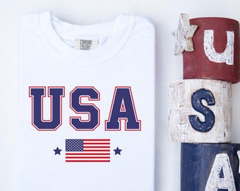 Vintage USA Flag Comfort Colors® Shirt - 4th of July Shirt - Women's 4th of July - Vintage USA Shirt - USA Shirt - Flag T-Shirt