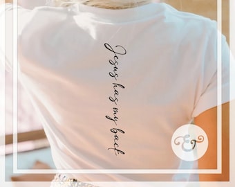 Jesus Has My Back Christian Graphic T-shirt with Cross - Jesus Graphic Shirt - Faith - Christian Religious Shirt - Sunday Church Outfit