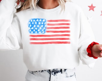 Cute American Flag Sweatshirt - American Flag Sweatshirt - America - USA Sweatshirt - Patriotic Sweatshirt - 4th of July Sweatshirt