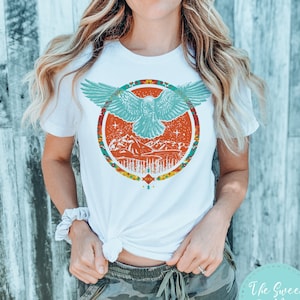 Vintage T-shirt Bohemian T-shirt Eagle Shirt Hippie Bird Shirt