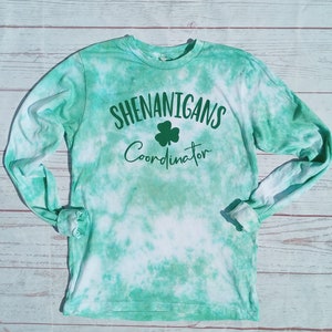 Shenanigan's Coordinator Long Sleeve Shirt - St. Patrick's Day - Green Tie Dye - Shenanigan's Squad - Women's Long Sleeve Shirt