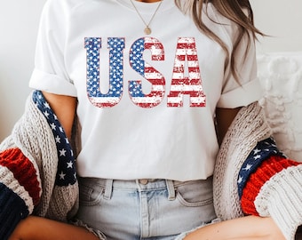 Cute American Flag Comfort Colors® Shirt - Distressed American Flag Shirt - America Shirt - USA Shirt - Patriotic Shir- 4th of July Shirt