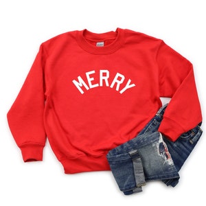 MERRY Christmas Sweatshirt - Kid Christmas Sweater - Youth Christmas Sweater - Kid Sweatshirt - Children&#39;s Sweatshirt - Christmas Shirts