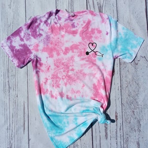 Stethoscope Tie Dye T-Shirt - Tie Dye Shirt - Stethoscope Nurse Shirt - Heart - Stethoscope Heart Shirt - Graduation gift for Nurse