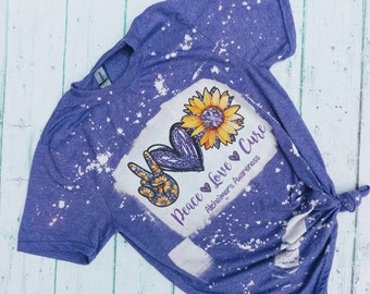 Alzheimer's Bleached Purple Shirt - Alzheimer's Shirt - Bleached Shirt - Shirt for Alzheimer's -Awareness - Alzheimer's Awareness - Purple
