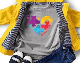 Autism Puzzle Heart Toddler Shirt - Toddler Girl Shirt - Autism Shirt - Toddler Shirt - Girls Shirt - Boy Shirt - Autism Awareness Shirt