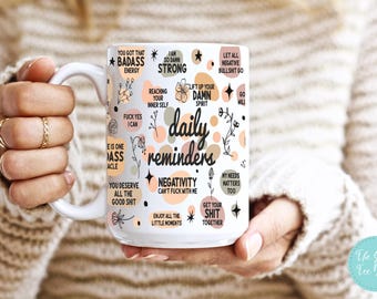 Boho Mental Health Mug - Boho Mental Health Daily Affirmations Mug - Daily Affirmations Mug - Mental Health - Daily Reminders - Therapy Cups