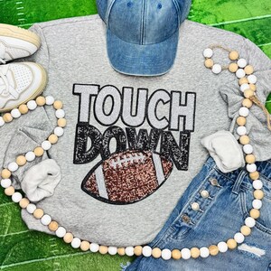 Touchdown Sequins Football Patch Crewneck Sweatshirt - Chenille Patch Sweatshirt - Football Sweatshirt - School Spirit - Highschool Football