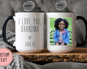 Personalized Grandma Photo Mug, I Love You Grandma Mug, Custom Name Cup, Grandkids Picture Mug, Gift for Grandma, Nana Mug, Mother’s Day