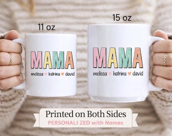 Custom Mama Mug with Kids Names, Personalized Mom Coffee Mug, Mothers Day Gift for Mom, Custom Text Mug, 11oz 15oz Mug Gift