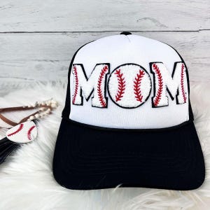 Baseball Mom Trucker Hat - Baseball Chenille Patch Trucker Hat - Mesh Baseball Hat - Baseball Mama Cap - Baseball Mom Chenille Patch