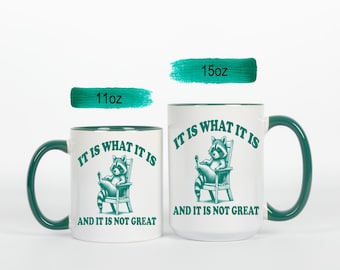 Funny Raccoon Meme Coffee Mug, Funny Sarcastic Coffee Mug, Sarcastic Team Trash Gift, 11oz, 15oz