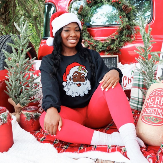 Black santa claus sweater hot sale