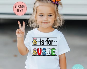 Personalized Back To School Kids Shirt - Custom Kids Name Shirt - Back to School T-shirt - First Day of School - Alphabet with Name Tee