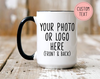 Mug à café photo personnalisé - Mugs de bureau - Tasses à café d'entreprise - Mug photo avec mots - Mug à café avec photo - Mugs à café personnalisés