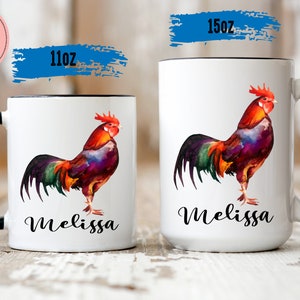 Personalized Rooster Coffee Mug - Rooster Mug - Rooster Coffee Cup for Women -  Coffee Mug with Rooster - Rooster Coffee Mugs - Farm Life