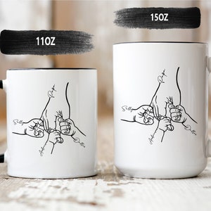 Taza del Día del Padre - Mano de Papá - Taza personalizada con la mano de papá - Taza personalizada con la mano de papá - Taza con el nombre de los niños - Regalo del Día del Padre - Niños