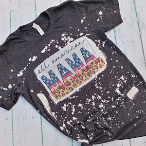 All American Mama Bleached Shirt - American Mama Bleached Tee - Leopard - Bleached Shirt - Bleached Shirt - Mama Leopard - Vintage Shirt