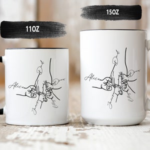 Fathers Day Mug - Holding Dad&#39;s Hand - Dads Hand Custom Mug - Personalized Dad&#39;s Hand Mug - With Kids Name Mug - Fathers Day Gift - Children