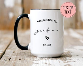 Taza personalizada "Ascenso a abuela" - Regalo para anunciar el embarazo de la abuela - Taza para la nueva abuela - Regalo para la futura abuela