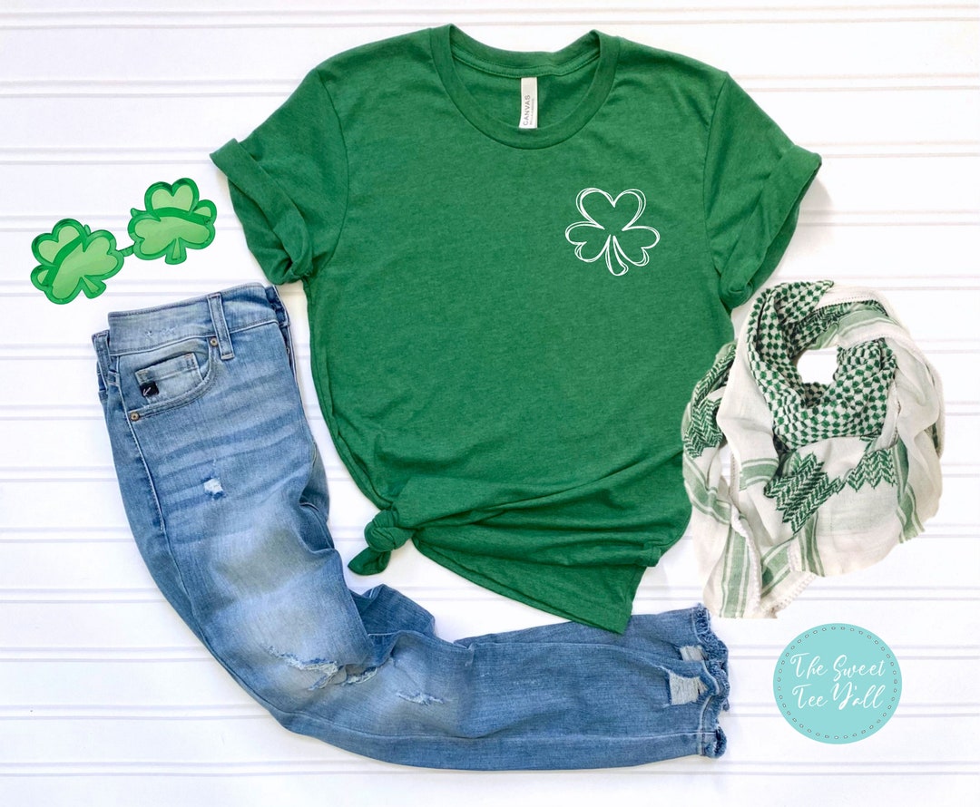 Womens St Patricks Day Shirt Lucky Womens St Patricks Day Holiday T-Shirt Green Lucky Shamrock Clover Tee Irish Green Shirt - Foto 5