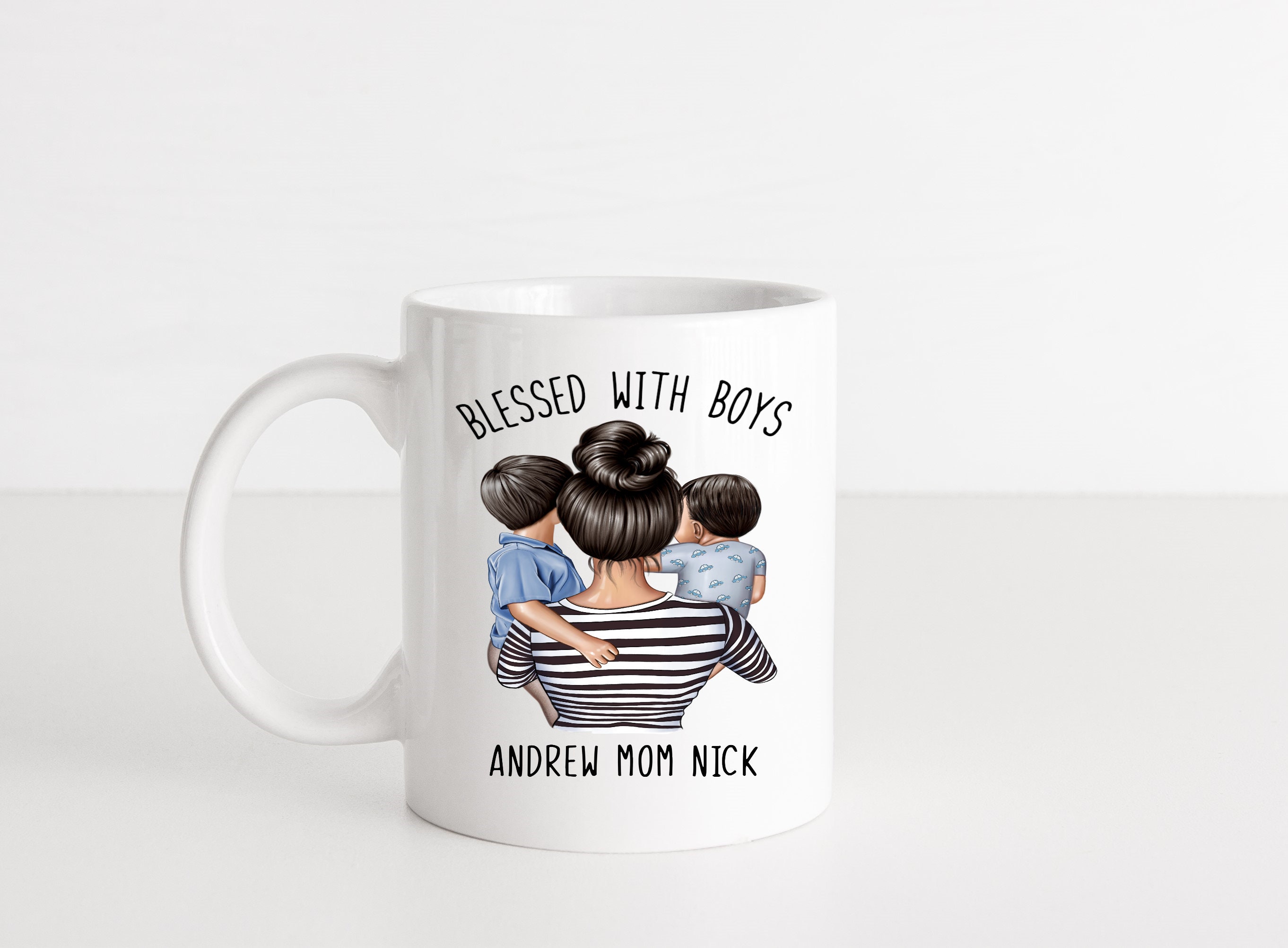 BOY MOM  Personalized Metal Coffee Mug - Etchey