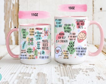 Mental Health Matters Mug - Mental Breakdown Positive Vibes  - Emotional Health Mug - Mental Health Awareness Mug - Positive Affirmation Mug