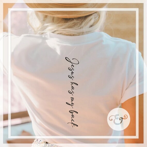 Jesus Has My Back Christian Graphic T-shirt with Cross - Jesus Graphic Shirt - Faith - Christian Religious Shirt - Sunday Church Outfit