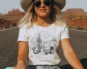Desert Life Cactus Tshirt - Western Shirt - Wüsten Shirt - Kaktus Pflanzen - Kaktus Shirt - Abenteuer Shirt - Cowboy Shirt - Grafik T-Shirt