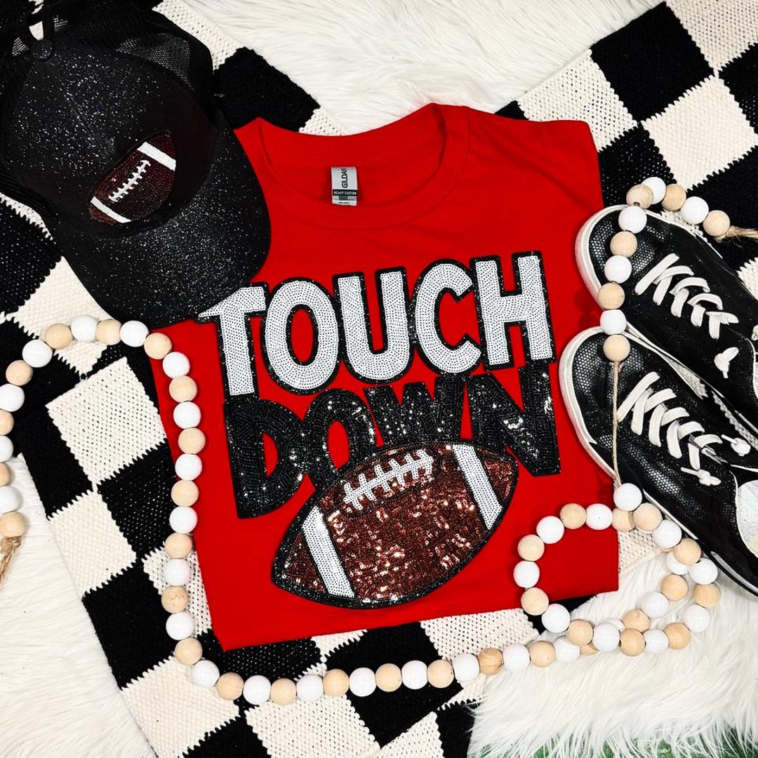 Touchdown Sequins Football Game Day Chenille Patch Shirt - Game Day ...