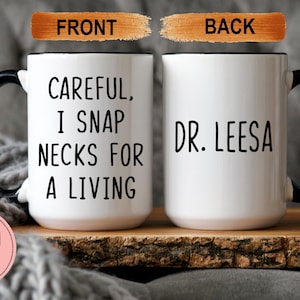 Taza divertida de quiropráctico "Me gano la vida rompiendo cuellos" - Regalo para quiroprácticos - La mejor taza de café para quiroprácticos - Regalos de graduación de quiroprácticos - Dr Mug