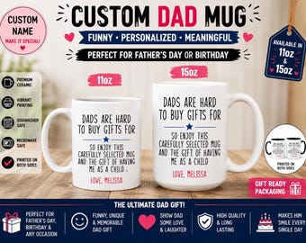 Taza "Es difícil encontrar regalos para papás" - Regalo personalizado para papá - Taza personalizada - Regalo divertido para el Día del Padre - Taza de café divertida para papá - Taza humorística