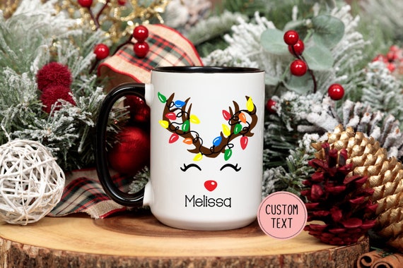 Red-Nosed Reindeer Personalized Christmas Mugs