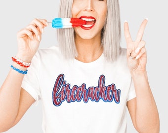 Firecracker Sequins Patch Shirt - 4th Of July Shirt - America Shirt - America Flag Shirt - 4th Of July - Independence Day  - Chenille Patch