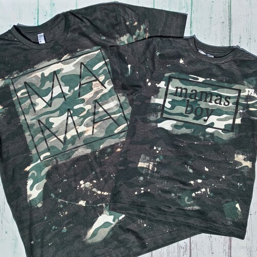 Mama Bleached Green Camo Tshirt Mammas Boy Bleached Shirt Etsy