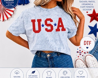 Retro USA Comfort Colors® Shirt, Patriotic Graphic Tee, Vintage Americana Shirt, 4th of July Comfort Colors Tee, Red White Blue USA Shirt