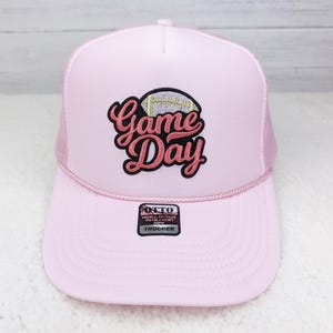 Football Pink Game Day Trucker Hat - Mesh Football Hat - Football Trucker Hat - Football Hat - Game Day Football Patch - Game Day Hat