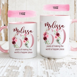 Cadeau personnalisé pour 60e anniversaire - Cadeau pour grand-mère 60 ans - Cadeaux pour grand-mère - Mug grand-mère pour son 60e anniversaire de naissance - Mug 1964 - Soixante tasses à thé - Soixante-dix