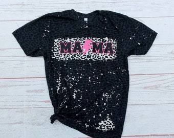 Bleached Mama Leopard Shirt - Retro Pink Mama - Bleached Leopard Shirt - Mama Shirt - Women's Leopard Print Shirt - Mothers Day Gift