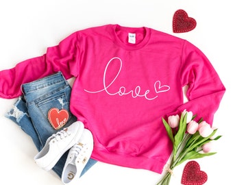 Love Sweatshirt - Love with Heart Sweatshirt - Valentine's Day Sweatshirt - Valentine's Sweater - Valentine's Day Gift - Mom Valentine's