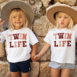 Twin Life Twin Shirts - Twin Life - Twins - Siblings Shirts - Gift for Twins - Faux Chenille - Matching Shirts - Brother Sister T-Shirt