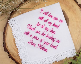 Pañuelo de boda para suegra de Bride Handkerchief - Regalo de boda personalizado para padres - Regalo de agradecimiento - Regalo para suegra