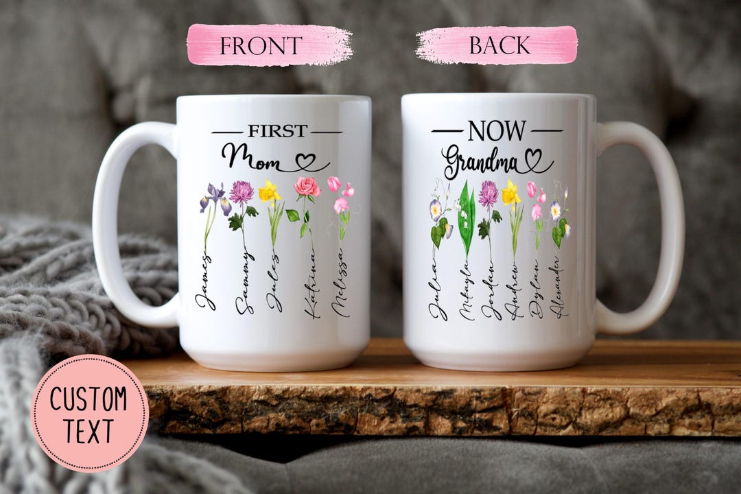 Personalized First Mom Now Grandma Garden Gift - Mom Grandma Garden Mug ...