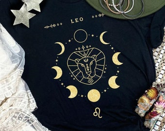 Leo Zodiac T-Shirt - Gold Metallic - Leo Shirt - Zodiac Shirt - Leo Sign Shirt - Astrology Shirt - Horoscope Shirt