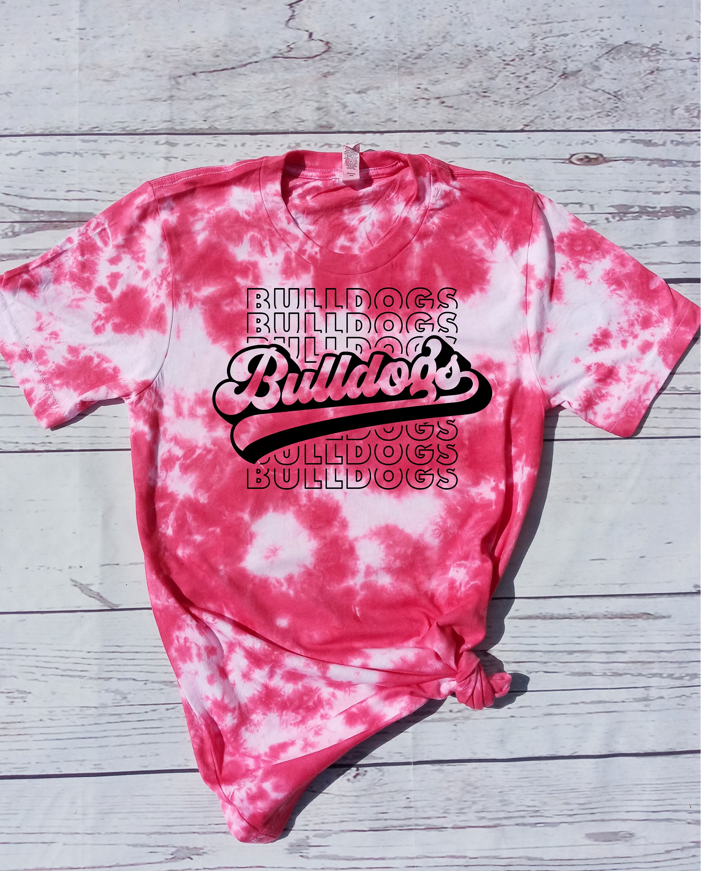 Bulldogs Red Tie Dye Shirt Team Mascot 