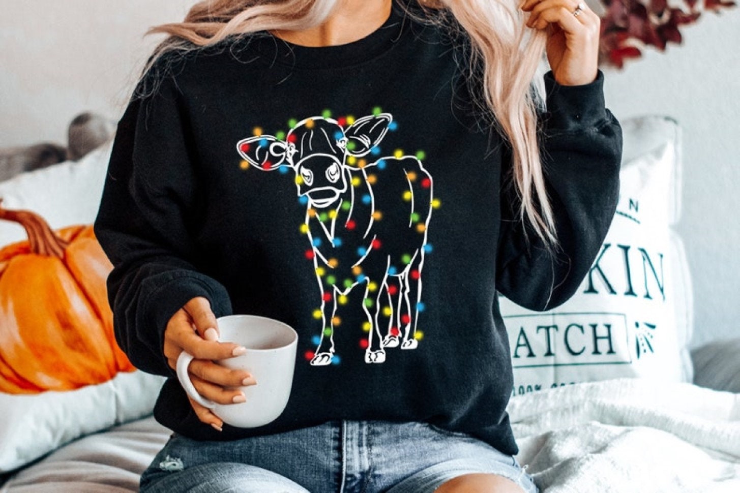 Christmas Cow Cow Lights Women's 