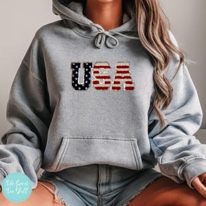 USA Flag Chenille Patch Hoodie - 4th Of July Shirt - America Hoodie - America Flag Shirt - 4th Of July - Independence Day  - Chenille Patch